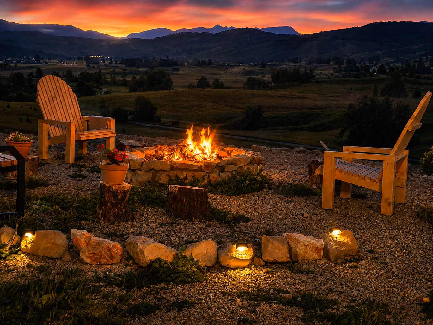 Firepit with mountain view